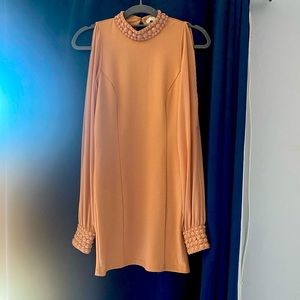 Nude Beaded body con dress